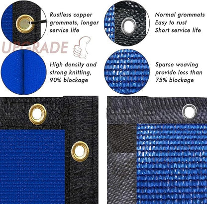 UPGRADE Privacy Screen 6' x 50' Fence Commercial Shade Cover with Brass Grommets Heavy Duty Perfect for Outdoor Back Yard, Blue, Customizable