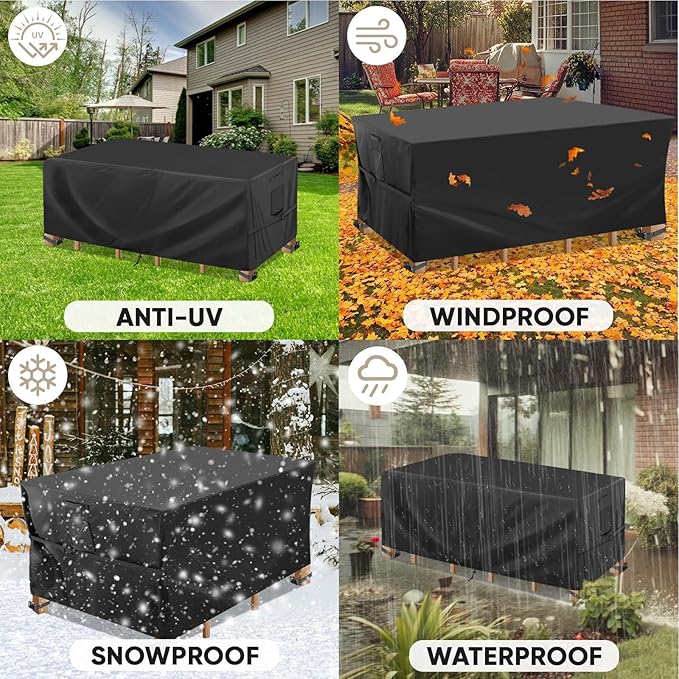 BALEINE Patio Furniture Covers, Outdoor Furniture Covers Waterproof, Heavy Duty Oxford Patio Table Cover for Outdoor Table, Chair, Sofa, Desk (Black 86"L×44"W×28"H)
