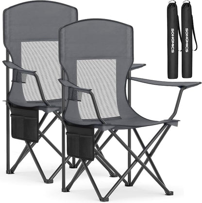 SONGMICS 2 Pack Breathable Camping Chairs, 330 lb Capacity Foldable Outdoor by Unknown