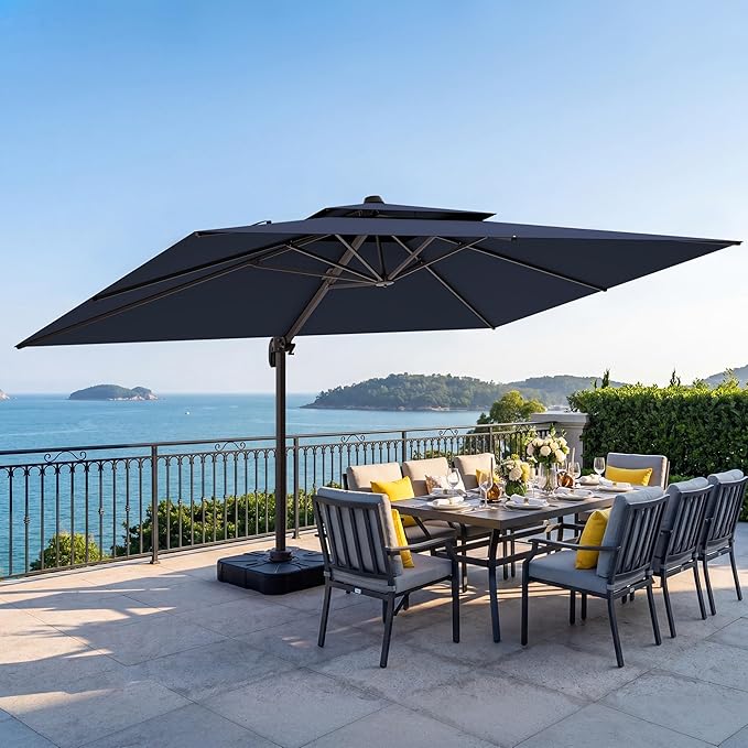 10x13 FT Patio Cantilever Umbrella, Rectangular Heavy Duty Offset Umbrella by VEGOND