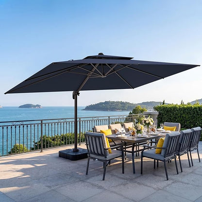 10x13 FT Patio Cantilever Umbrella, Rectangular Heavy Duty Offset Umbrella by VEGOND