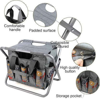 Folding Gardening Stool with Detachable Storage Tote Bag, Gardening Tools Set - Image 4