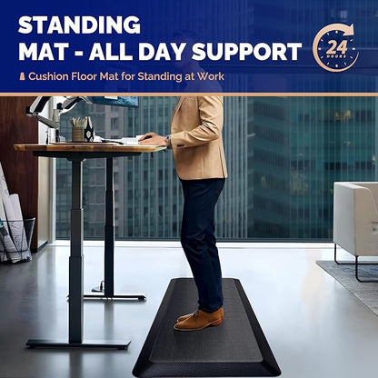 FEATOL Anti Fatigue Mat for Standing, 9/10 Extra Thick Ergonomic Standing Desk Mat, Comfort & Durable Memory Foam Standing Mat at Home,Office All Day (20" x 32", Black, 3PC)