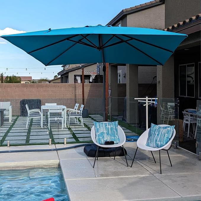 PURPLE LEAF Patio Umbrella 9' x 11.5' All-Day Shade Control Turquoise | More - Image 2