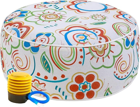 UPWELL Waterproof Inflatable Outdoor Ottoman Pouf,Portable Patio Footrest, Durable & Stylish, Perfect for Garden, Pool, Camping & Home Use - D20 xH9（FloatRelax）