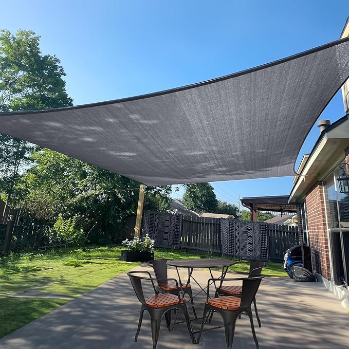 Sun Shade Sail 13' x 14' Dark Grey Rectangle Canopy Sail Shade Cover UV Block by SUNLAX
