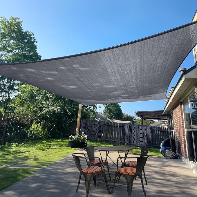 Sun Shade Sail 9' x 9' Dark Grey Rectangle Canopy Sail Shade Cover UV Block by SUNLAX