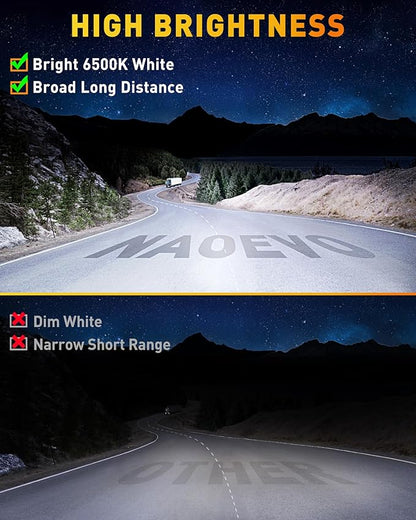 NAOEVO 7 Inch LED Light Bar, LED Off Road/Fog Lights, Work for Truck Tractor Boat ATV UTV, 4 Pcs with 4 Leads Wiring Harness (White)