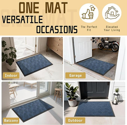 Yimobra Large Door Mat 36x24, All-Weather Waterproof Non-Slip Welcome Matt Outdoor, Heavy Duty Non Slip Doormat for Entryway for Patio and Garage Indoor, Easy Clean, Blue