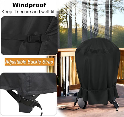 NettyPro Grill Cover for Charcoal Kettle Grill 26 inch, Heavy Duty Waterproof Outdoor Round Smoker Cover, 33" W x 27" D x 38" H, Black