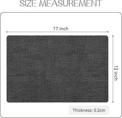 Romanstile Vinyl Placemats Set of 4-12 X 17 Inch - Heat Resistant Place Mats 100% Waterproof Oilproof Wipeable Reversible Faux Leather Table Mats for Kitchen, Dining, Party, Outdoor, Charcoal