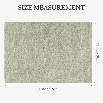 Faux Leather Heat Resistant Spring Placemats Set of 6 – Waterproof Oilproof Wipeable Dining PU Vinyl Place Mat Easy Clean Table Mats for Kitchen/Dining/Party/Holiday, Grass Green