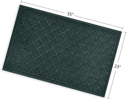 WaterHog Heavy Duty Doorway Mat, 2' x 3', Made in USA, Durable & Skid-Resistant Entryway Mat, Water-Trapping, Indoor/Outdoor Decorative Floor Covering, Cordova Collection, Evergreen