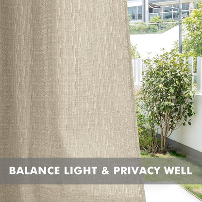 Linen Outdoor Curtains for Patio Waterproof 4 Pcs 54x95 In Cream | Light - Image 5