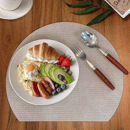 Placemats Set of 4, Reversible Faux Leather Heat Resistant Place Mats, Waterproof Oilproof Wipeable PU Table Mats for Indoor/Outdoor Use (Grey)