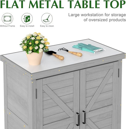 Outdoor Storage Cabinet & Potting Bench Table - Image 4