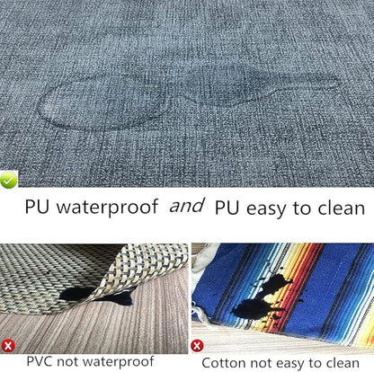 WAZAIGUR Washable Wipeable Waterproof Heat Resistant Faux Leather Placemats Set of 6,PU Palce Mats for Indoor and Outdoor,Easy to Clean Table Mats,Blue-Grey