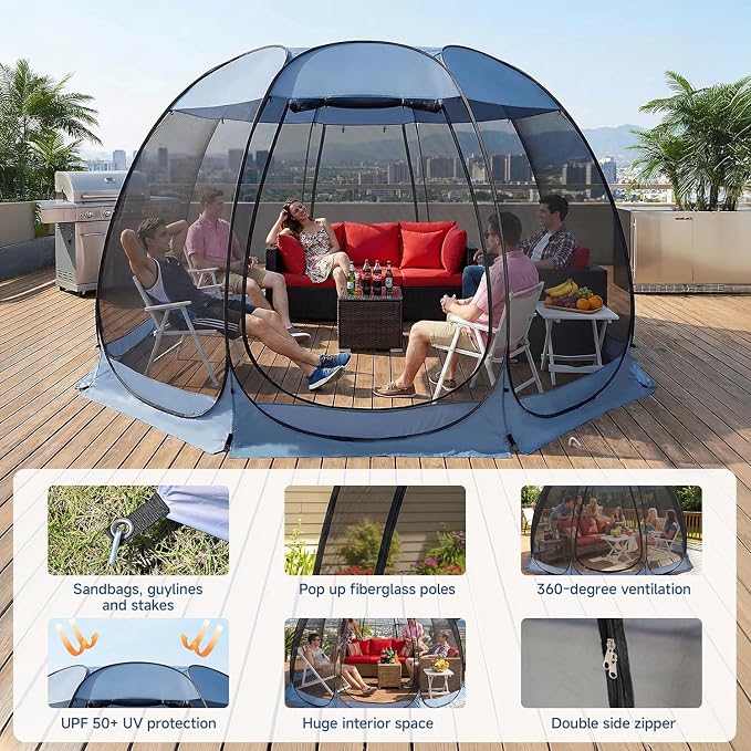 Alvantor Pop Up Screen House Tent, Instant Outdoor Gazebo - Image 5