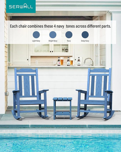SERWALL Oversized Outdoor Rocking Chairs Set of 2, HDPE Front Porch Rocker - Image 7