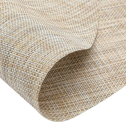 SHACOS Large Size Wedge Shape Placemats with Centerpiece Round Mat Set of 5 Round Table Place Mats Washable Dining Table Placemats Reversible, Beige