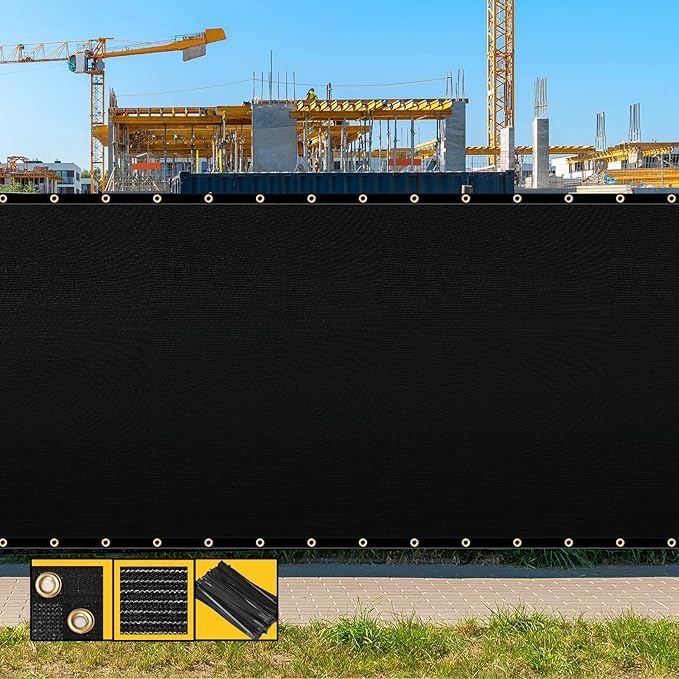 Customized 8' x 173' Black Fence Privacy Screen,with Bindings & Grommets,Heavy Duty for Gardens,Backyard,Patio,Tennis Court,Pool,Construction Project, We Make Custom Sizes