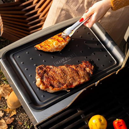 BLAZIN' GRILL Prep and Serve Trays | Set of 2 Stackable, Melamine Trays | Serving Tray & Marinating Tray | Serving Platter for Plating Food & BBQ Prep Tub for Marinating Meats | Grill Accessories |