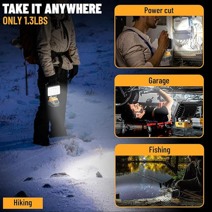 Ecarke LED Work Light Compatible with DeWALT Battery, Ecarke 20v Work Light with Low Voltage Protection, 88W 8800Lumen Portable Light, USB & Type-C Charging Port Cordless Light for Job Site & Outdoor