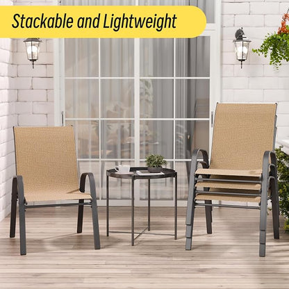 Patio Chairs Set of 8, Stackable Outdoor Dining Chairs Set - Image 4