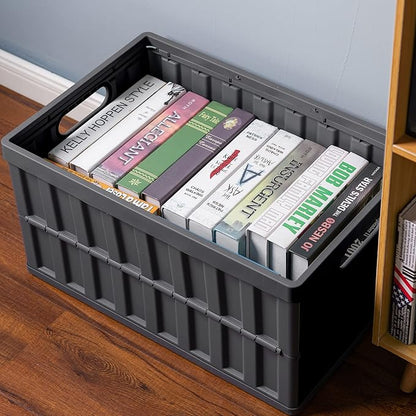 Citylife 64L Collapsible Storage Bins with Lids Plastic Storage Containers for Organizing Stackable Storage Box Large Heavy Duty Utility Crates, 2 Packs