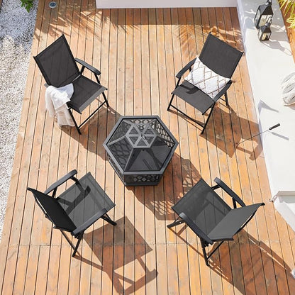 Yaheetech Patio Chairs Set of 2 Outdoor Foldable Dining Chairs, Comfortable - Image 2