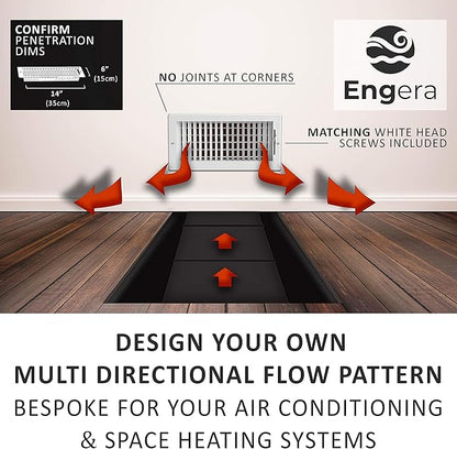 Engera Adjustable Double Deflection HVAC Air Register-Supply Air Diffuser Air Vent Register-Heating/AC Vent Cover-Wall Register 14x6"Duct [16x8"Face]