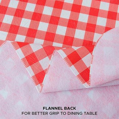 Nasitos Red and White Checkered Tablecloth 60 Inch Round for Christmas, Vinyl Tablecloth with Flannel Backing for Picnic, Round Dining Table, Outdoor Travel, 2 Pack