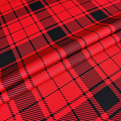 Classic Gingham Buffalo Xmas Tablecloth Fabric - Oblong 58x144 Inch Water Proof Checkered Table Cloth for Indoor Outdoor - Red Christmas Plaid Table Cover for Christmas, Holiday, New Year
