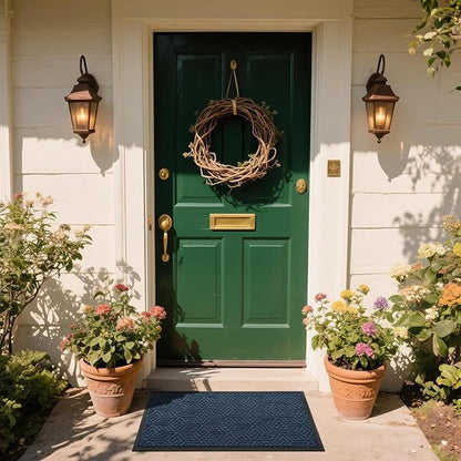 Yimobra Doormat Outdoor Entrance 29.5x17, All-Weather Waterproof Outdoor Mats for Front Door, Non Slip Welcome Door Mat for Patio Proch Outside Entryway Indoor, Blue