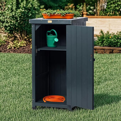 HABAU Outdoor Storage Cabinet for Patio, Garden Potting Bench Table - Image 2