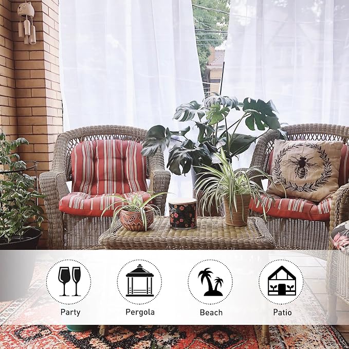 NICETOWN 2 Panels Extra Long White Sheer Outdoor Curtains - Image 7