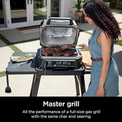 Ninja | Grill & Smoker | Outdoor Woodfire Pro XL | 4 in 1 Grill, BBQ Smoker, Air Fryer & Bake | Portable | Includes Built in Thermometer & 2 Woodfire Pellet Packs | Dark Grey | OG850