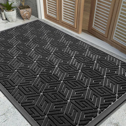Yimobra Large Door Mat 47x32, All-Weather Waterproof Outdoor Mats for Front Door, Non Slip Rubber Doormat for Patio Proch Outside Entryway Indoor, Black