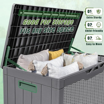 Greesum 100 Gallon Resin Deck Box Large Outdoor Storage - Image 4