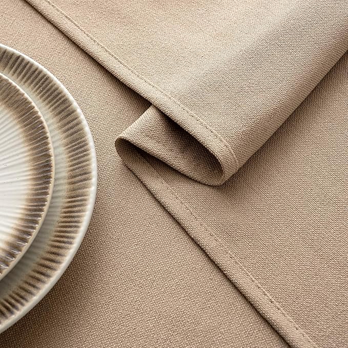MIULEE Brown Linen Polyester Tablecloth 60x84 Inch Rectangle Table Cloth Waterproof,Stain Resistant & Wrinkle Resistant for Dining Party Wedding