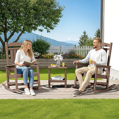 SERWALL Outdoor Rocking Chair Set of 2, Patio Rocking Chair, Porch Rocker - Image 2