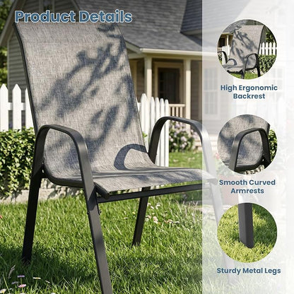 DIFY Patio Chairs Set of 6, Stackable Outdoor Dining Chairs Set - Image 4