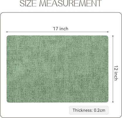 Romanstile Vinyl Placemats Set of 4-12 X 17 Inch - Heat Resistant Place Mats 100% Waterproof Oilproof Wipeable Reversible Faux Leather Table Mats for Kitchen, Dining, Party, Outdoor, Dark Green