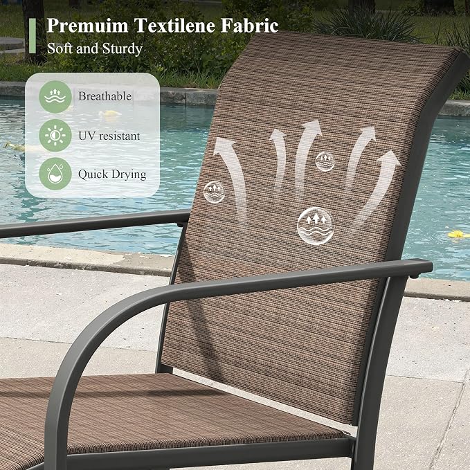 Outdoor Chairs Set of 6, Stackable Patio Dining Chairs - Image 5