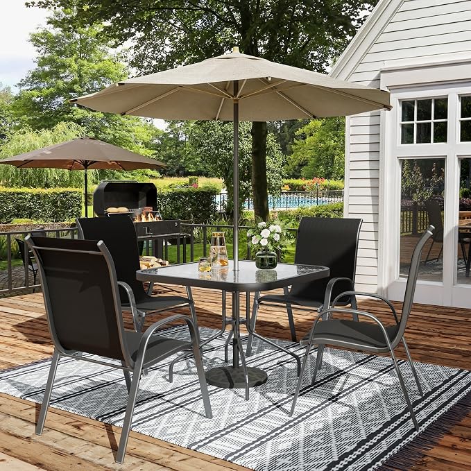 Amopatio Patio Chairs Set of 4, Outdoor Stackable Dining Chairs - Image 2