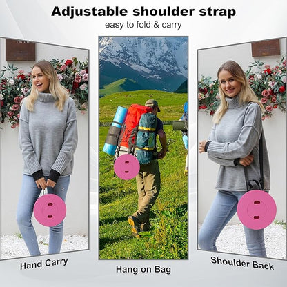 ALEVMOOM Upgraded Collapsible Stool with Thickened Cushion 18.1",600Lbs Max Weight Wider & Taller Pop Up Stool, Heavy Duty Portable Retractable Folding Chair or Travel Foot Rest for Camping, Outdoors