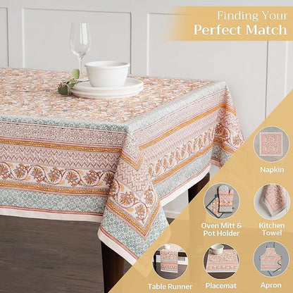 Maison d' Hermine Table Cloth Rectangle Table 100% Cotton 60 x 120 Inches Fall Tablecloth Reusable Everyday Use for Thanksgiving Christmas Decorations Dining Farmhouse Party (Nila)