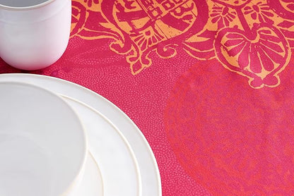 Maison d' Hermine Table Cloth Round Table 100% Cotton 63 Inches Fall Tablecloth Reusable Everyday Use for Thanksgiving Christmas Decorations Dining Farmhouse Party (Versailles)
