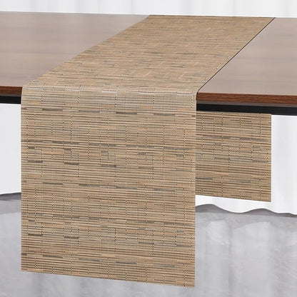 Myir JUN Table Runner, Vinyl Table Runner Indoor 55 Inch Long Arbitrarily Cropped Runner for Table Heatproof for Home Party (Light Brown, 12 x 55 inch)