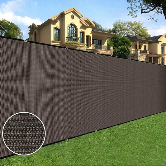 Sunnyglade 6 feet x 50 feet Privacy Screen Fence Heavy Duty Fencing Mesh Shade Net Cover for Wall Garden Yard Backyard (Brown, 6 ft X 50 ft)
